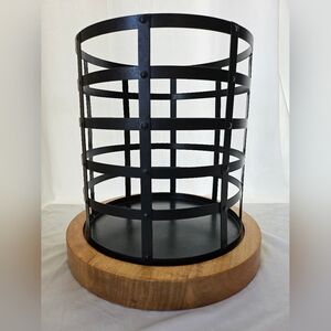 Large Indoor/Outdoor Rustic Wood & Metal Candle Holder Industrial Farmhouse